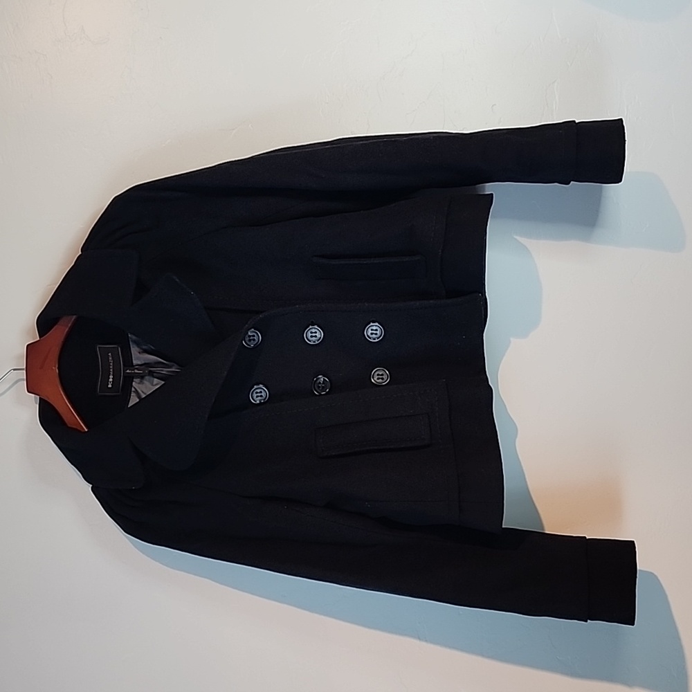 BCBG MAXAZRIA pea coat short jacket size L 70% Wool - Picture 9 of 13
